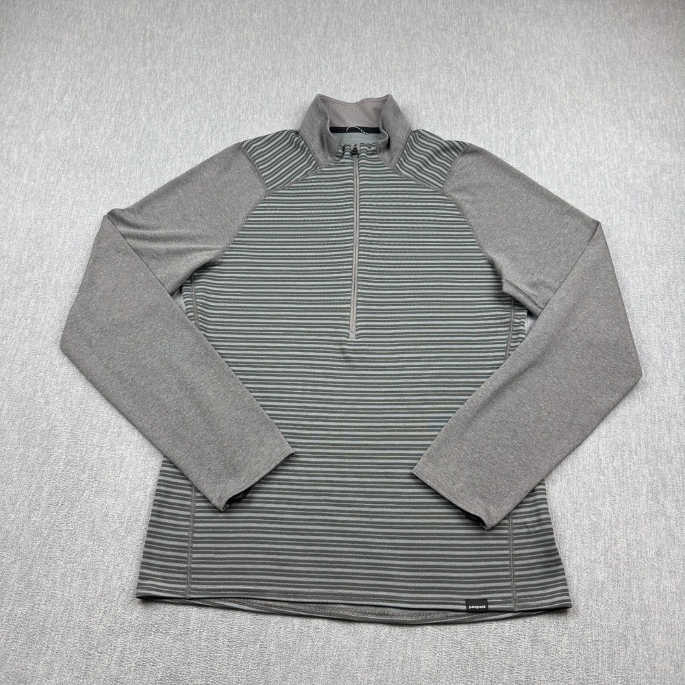 Patagonia Shirt Mens Medium Gray Capilene 3 Midweight 1/2 Zip Hiking Trail 44442